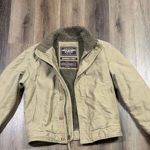 Abercrombie & Fitch Khaki Jacket with Fleece Lining